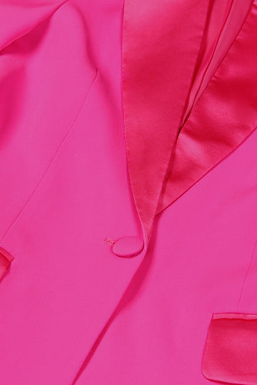 Fuchsia 2 Pièce Peak Lapel Femmes Costumes de Bal avec Plume